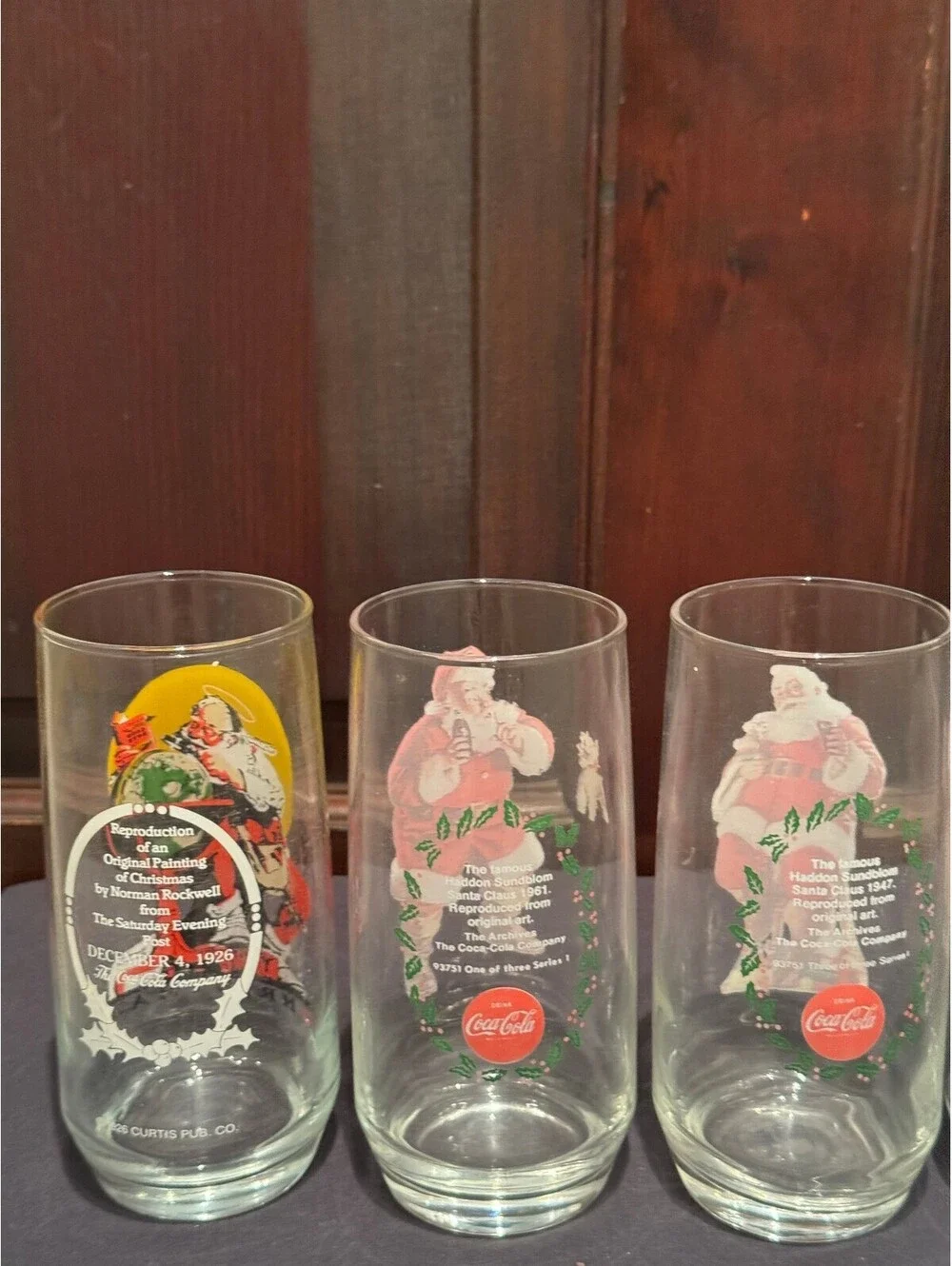 Vintage Coca-Cola Santa Claus Glasses Set of 5